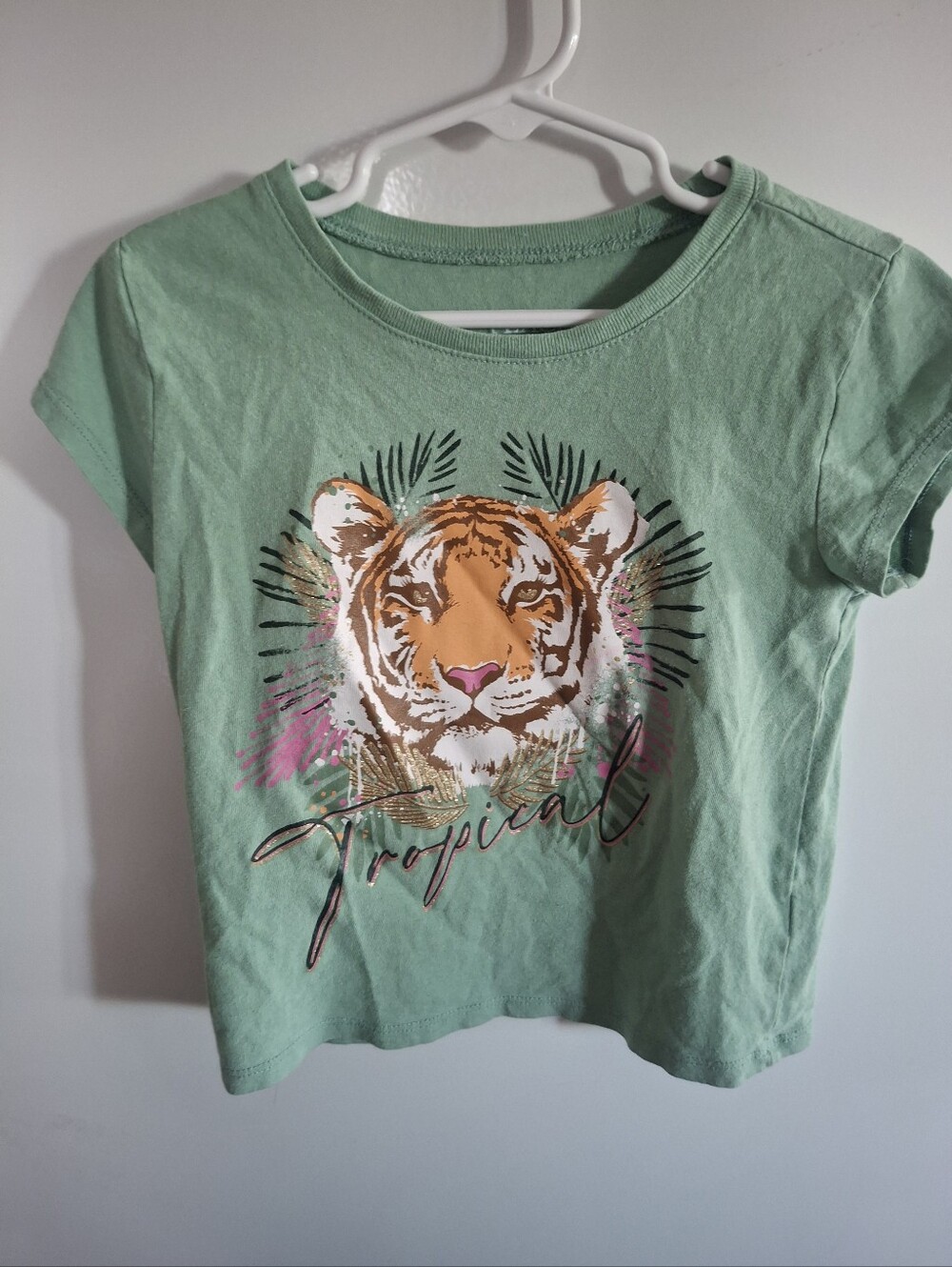 The Children's Place Mint Green Tiger Tropical Graphic Tee